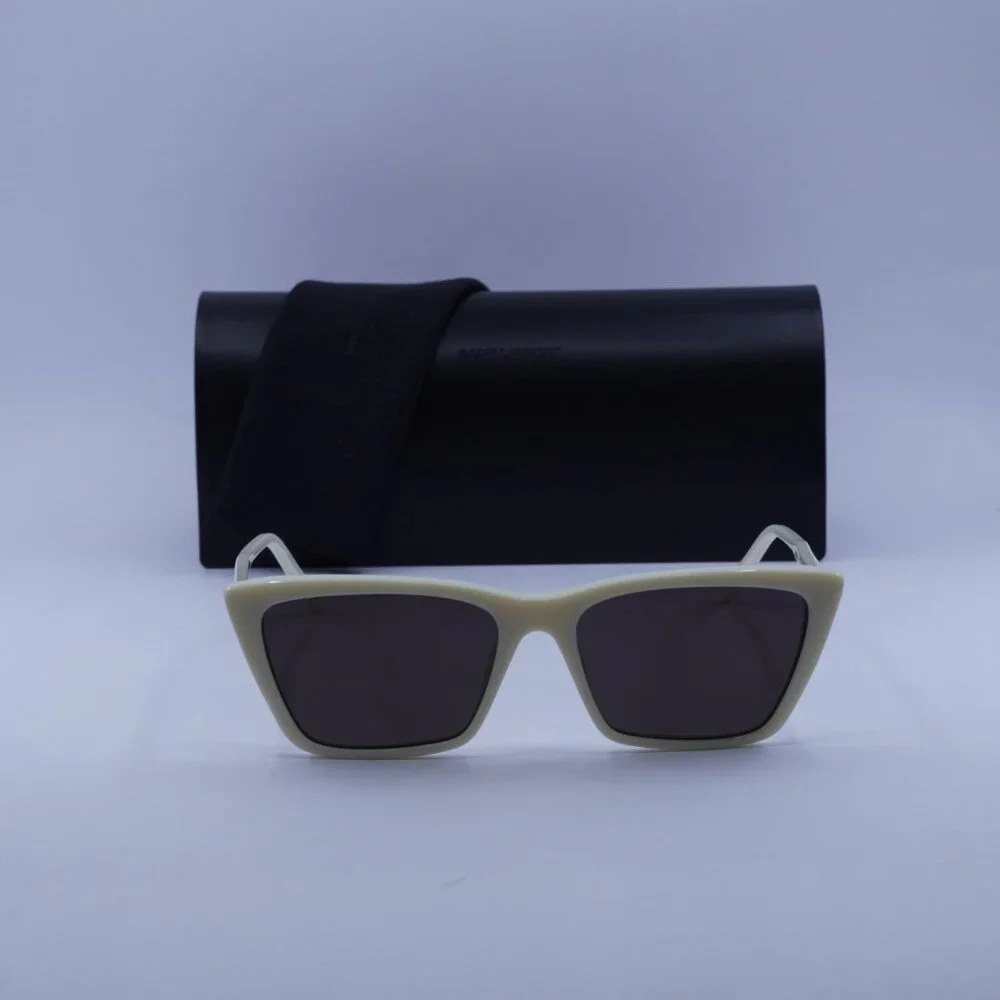 Saint Laurent SL737 MICA THIN 005 Cat Eye Sunglasses - Ivory / Black